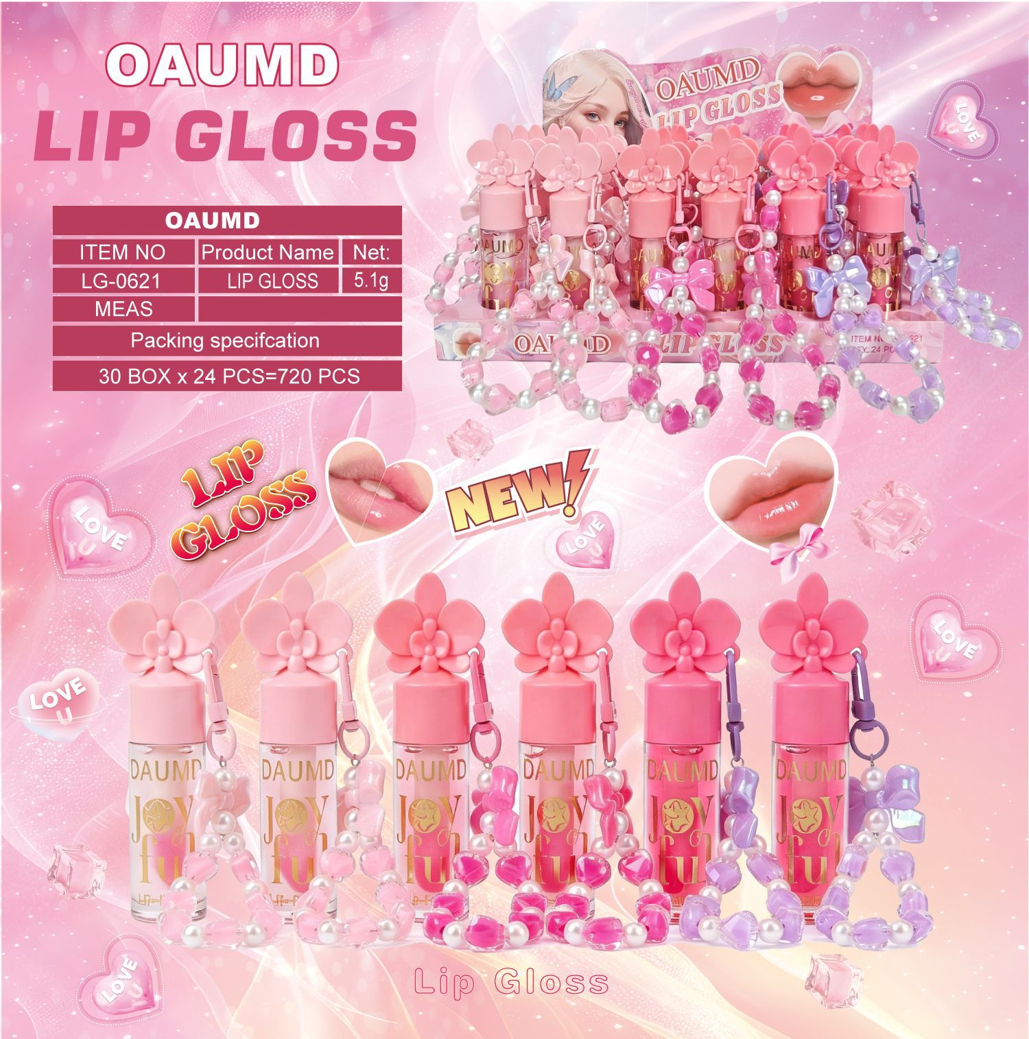 OAUMD comercio exterior transfronterizo nuevo esmalte labial hidratante perdurable colgante de dibujos animados manzana frutas lipstick