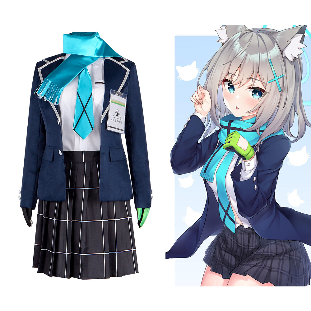 Azure Archive Cosplay Costume: Sakuramori Shiroko Cosplay, Azure Archive Sakuramori Shiroko C-Style Uniform, 2D-Style JK School Uniform