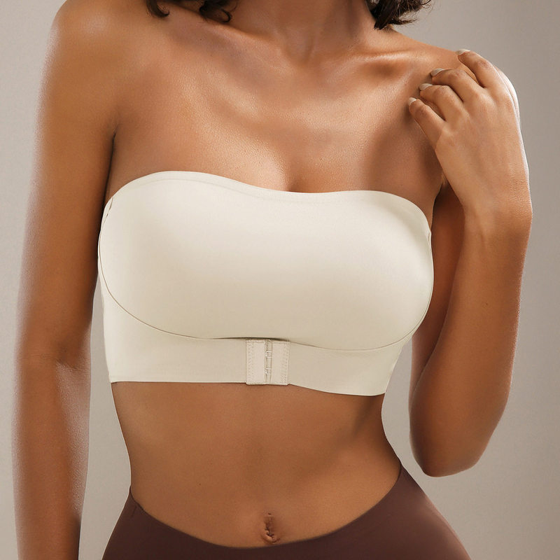Sexy Front-Clasp Bra with Side Support for Women, Small Bust Gathering, Wireless, Non-Slip, Strapless Bandeau Sexy Front-Clasp Bra with Side Support for Women, Small Bust Gathering, Wireless, Non-Slip, Strapless Bandeau