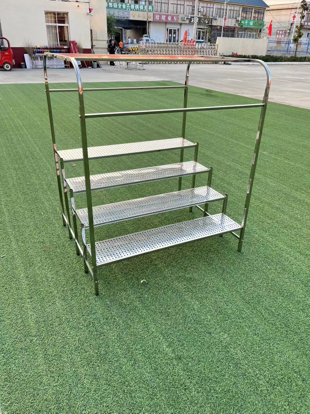 W8 balcón de acero inoxidable multicarbón combinación patio al aire libre estante de flores al aire libre forma de escalera multicapa de una sola capa flores de piso image 16