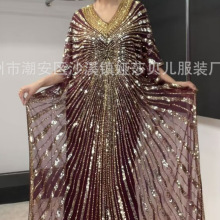 跨境高端时尚礼服重工钉珠欧美外贸爆款速卖通亚马逊女装连衣裙