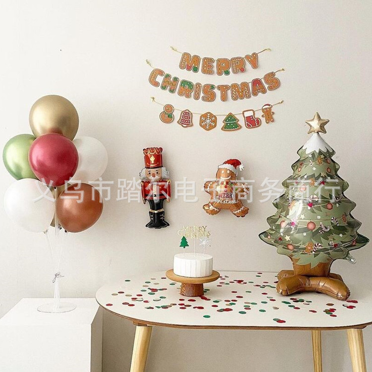 Ins風姜パイ人茶色クリスマスアルファベットクリスマスツリーかわいい厚い紙の旗パーティーの背景配置|undefined