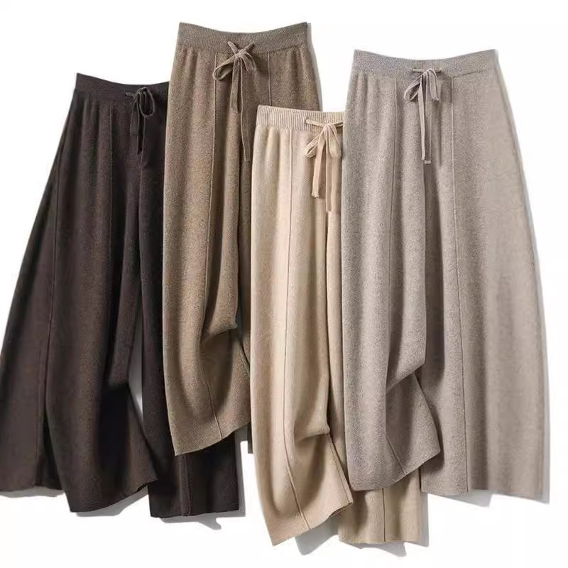 New Autumn and Winter High-Waisted Casual Woolen Pants, Drapedy Floor-Length Knitted Casual Pants, Skin-Friendly and Warm Mid-Seam Wide-Leg Pants New Autumn and Winter High-Waisted Casual Woolen Pants, Drapedy Floor-Length Knitted Casual Pants, Skin-Friendly and Warm Mid-Seam Wide-Leg Pants