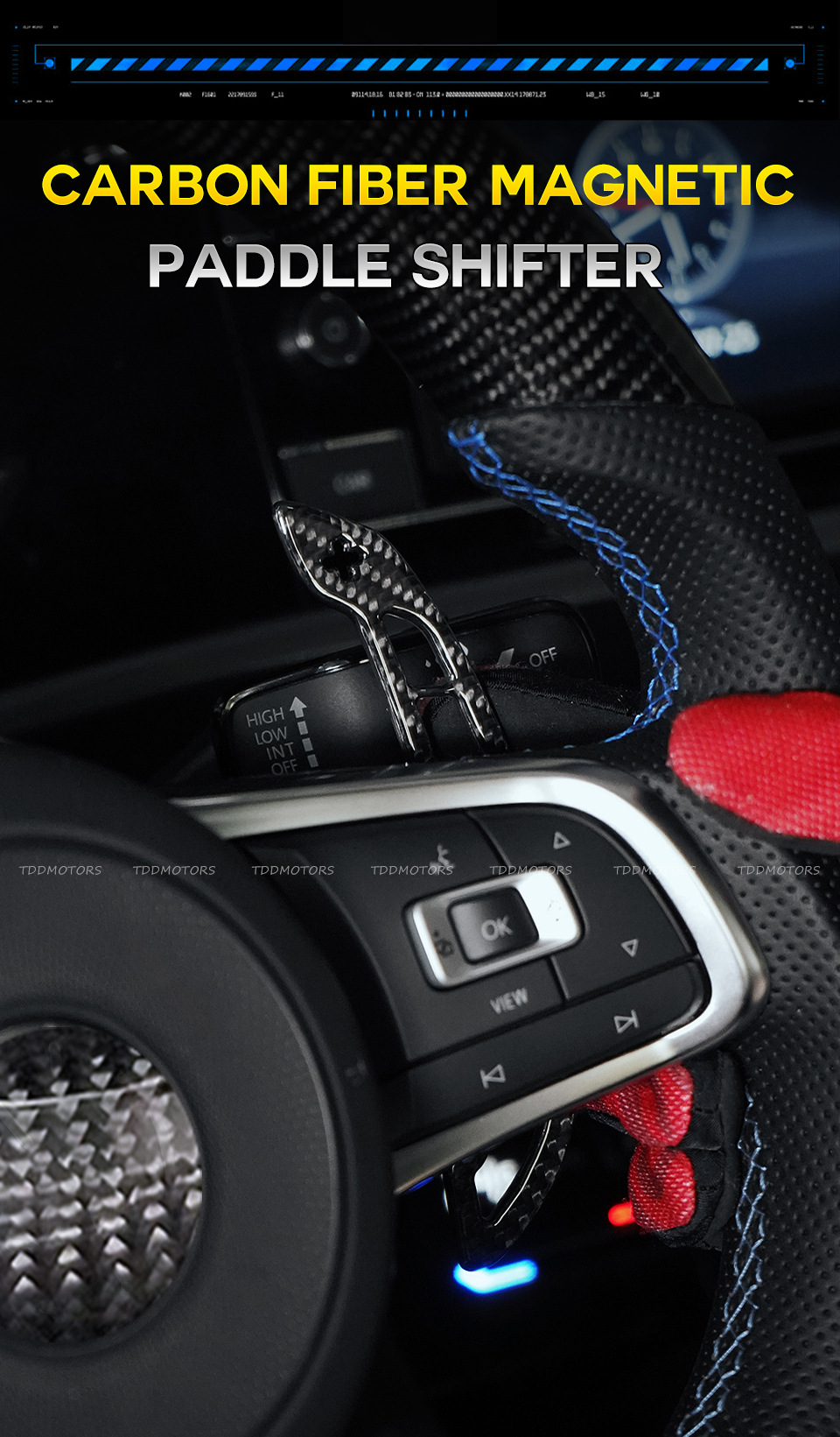 Glossy Carbon Fiber Magnetic Paddle Shifters for Volkswagen MK7 GTI