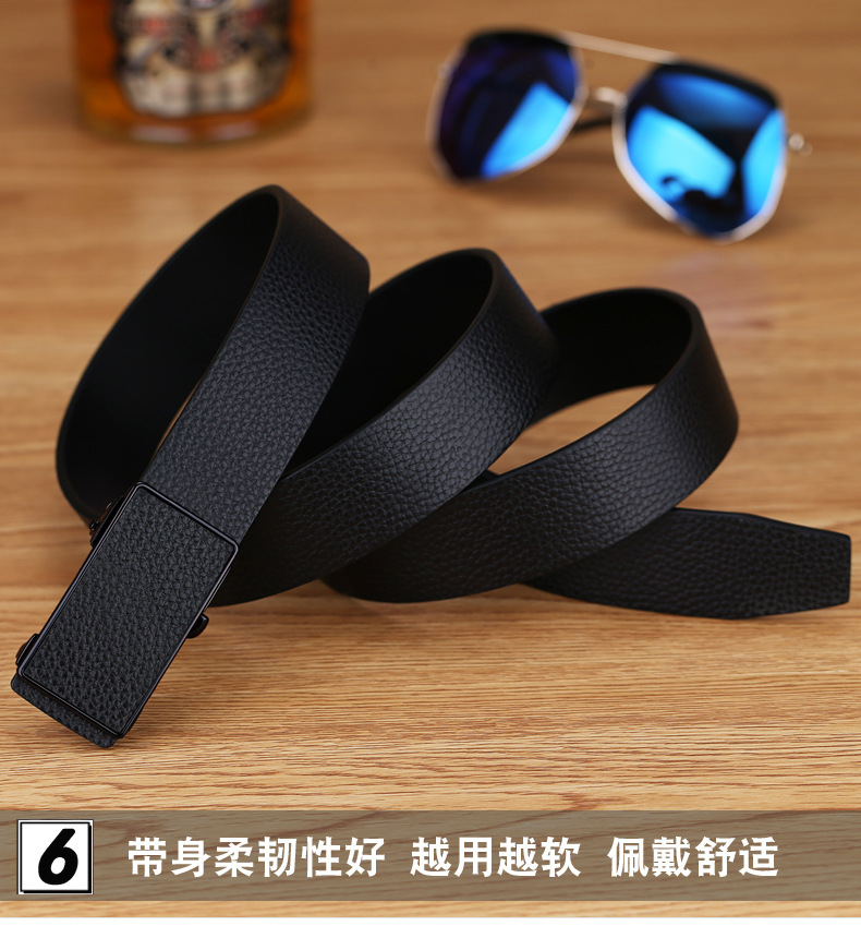 Men's Leather Belt New Style Genuine Cowhide Automatic Buckle Casual Trend Versatile Youth Men's Waist Belt Business Trouser Belt