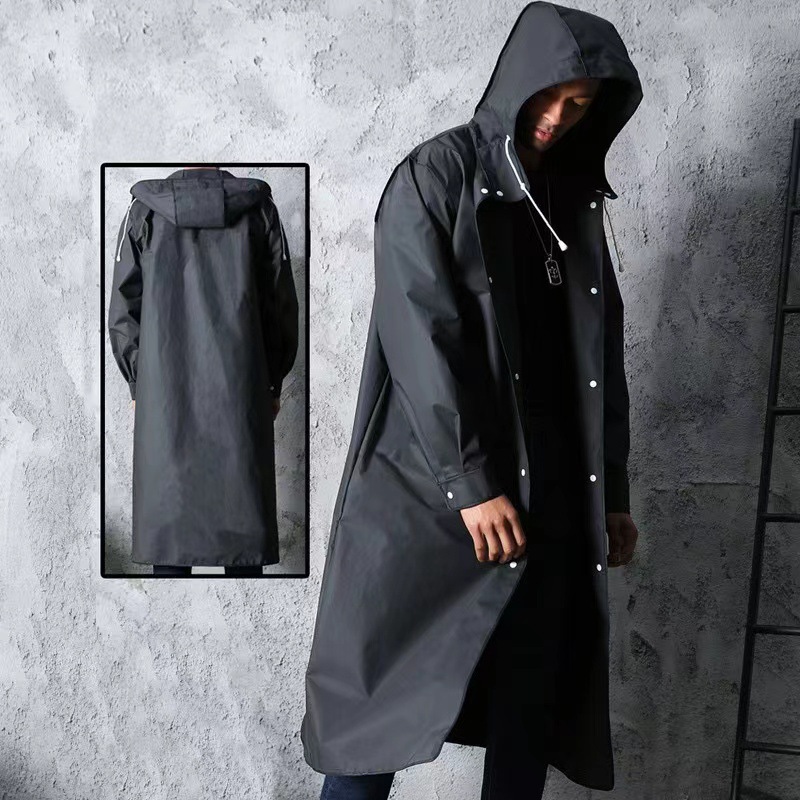 Comercio exterior negro para adultos chaqueta de lluvia sombrero corda de lluvia alargada y gruesa capilla de pesca spot