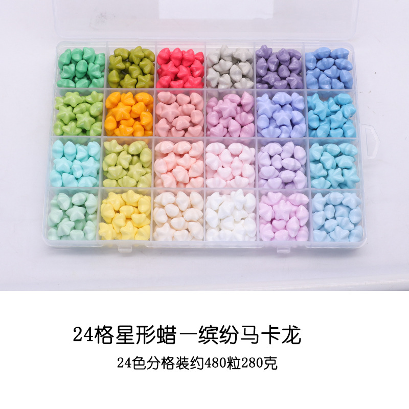 Juego de Perlas de Cera para Sellos de Estrella, 24 Rejillas, Serie de Colores Macaron, Perlas de Cera para Sellos de Pentagrama Baratas, Colores Mezclados