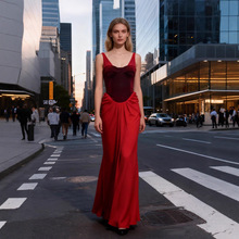 2025新款欧美吊带性感露背修身晚礼服时尚气质法式高端长款连衣裙
