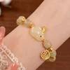 S010-White Beads Jade Rabbit Bracelet #SZ119