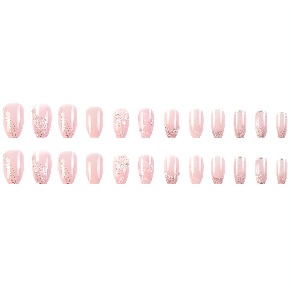Camellia Pearl Diamond Nail Art Chalk Parche de uñas blanco simple Sense de alta calidad Douyin Hot Wear Wear