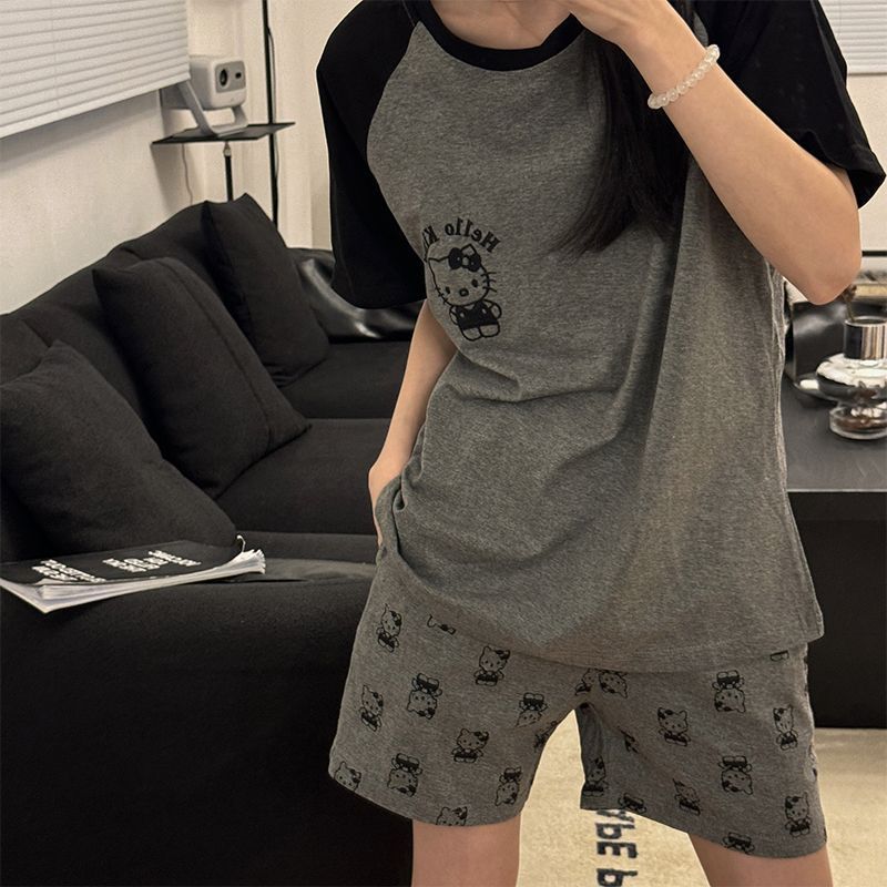 女性用夏パジャマ、半袖、薄手、大きいサイズ、ファットMM 100kg、ゆったりとした女の子のホーム服セット、夏スタイル、屋外で着用可能|undefined