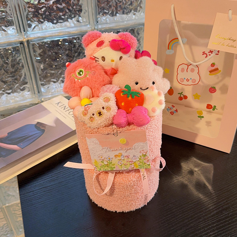 Día de San Valentín regalos creativos muñecas flores diosa muñecas flores acabados muñecas de peluche dibujos animados ramo de Navidad