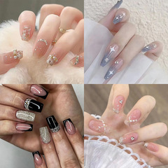 New trendy pop diamond style sparkling fresh gentle personalized light luxury style false nail sticker sheet set in a box