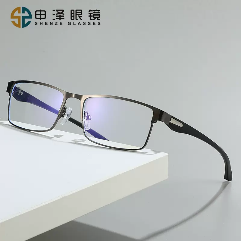 19112新款防蓝光眼镜钢皮眉毛镜框方型商务防蓝光变色眼镜批发