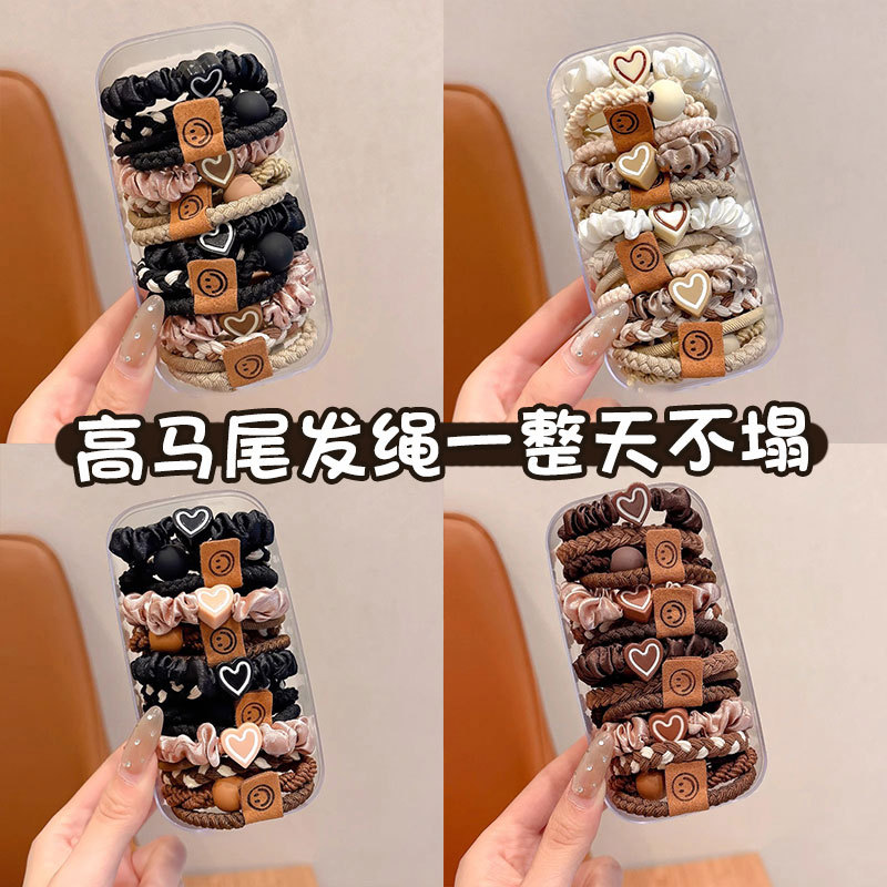 Simple, alta elasticidad y durabilidad, cuerdas de cabello de goma, anillo de cabello de cola de caballo alto para niñas, cubierta de cuero de cabeza de alto nivel.