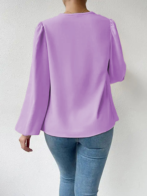 Women's Blouse Long Sleeve Blouses Pleated Fashion Solid Color display picture 6
