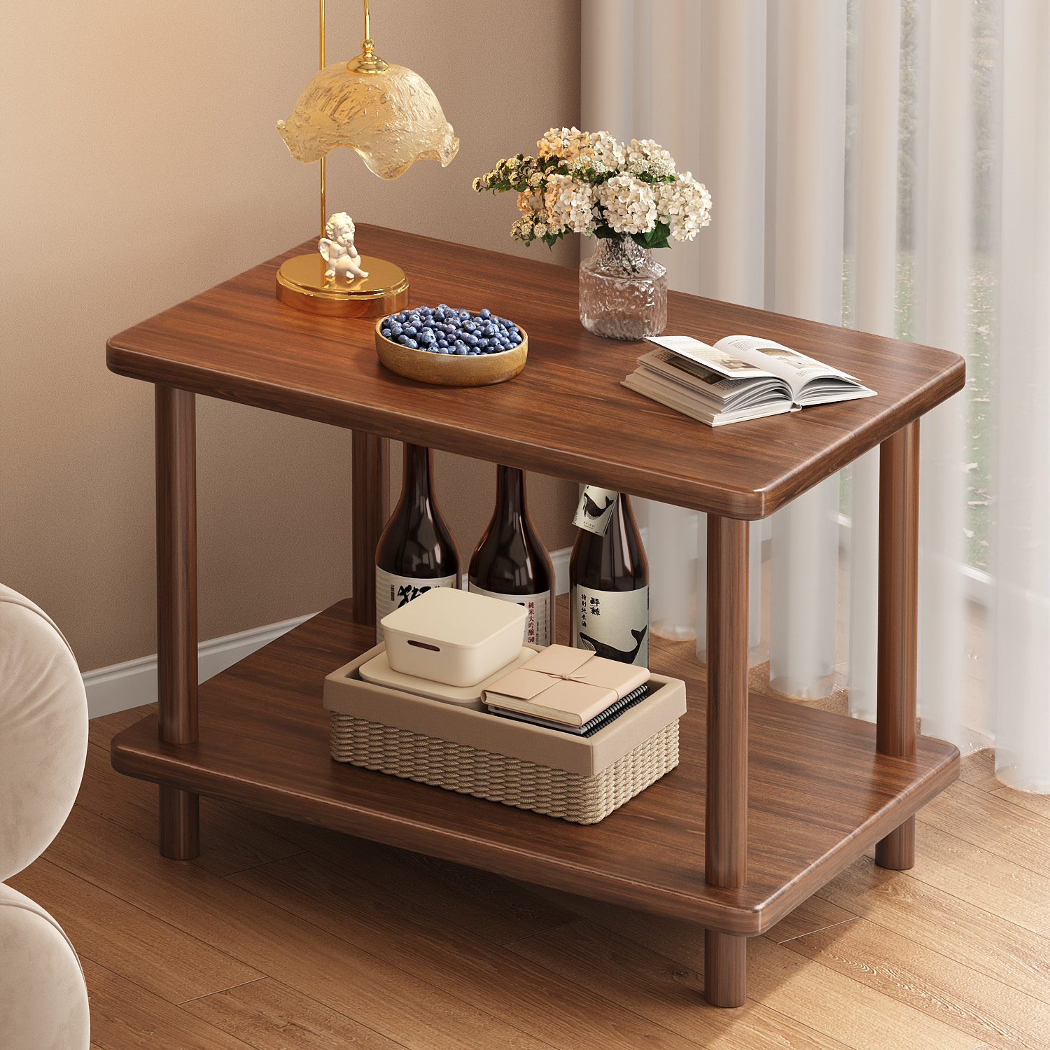Mesa pequeña mesa de té rectangular sala de estar sofá mesa lateral dormitorio mesa lateral mesa de cabecera mesa cuadrada
