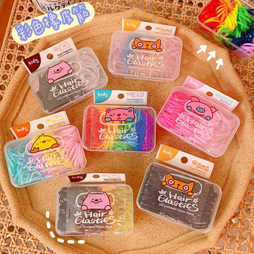 Japanese cute jelly color candy color hair rubber band boxed rubber band baby headband disposable rubber band