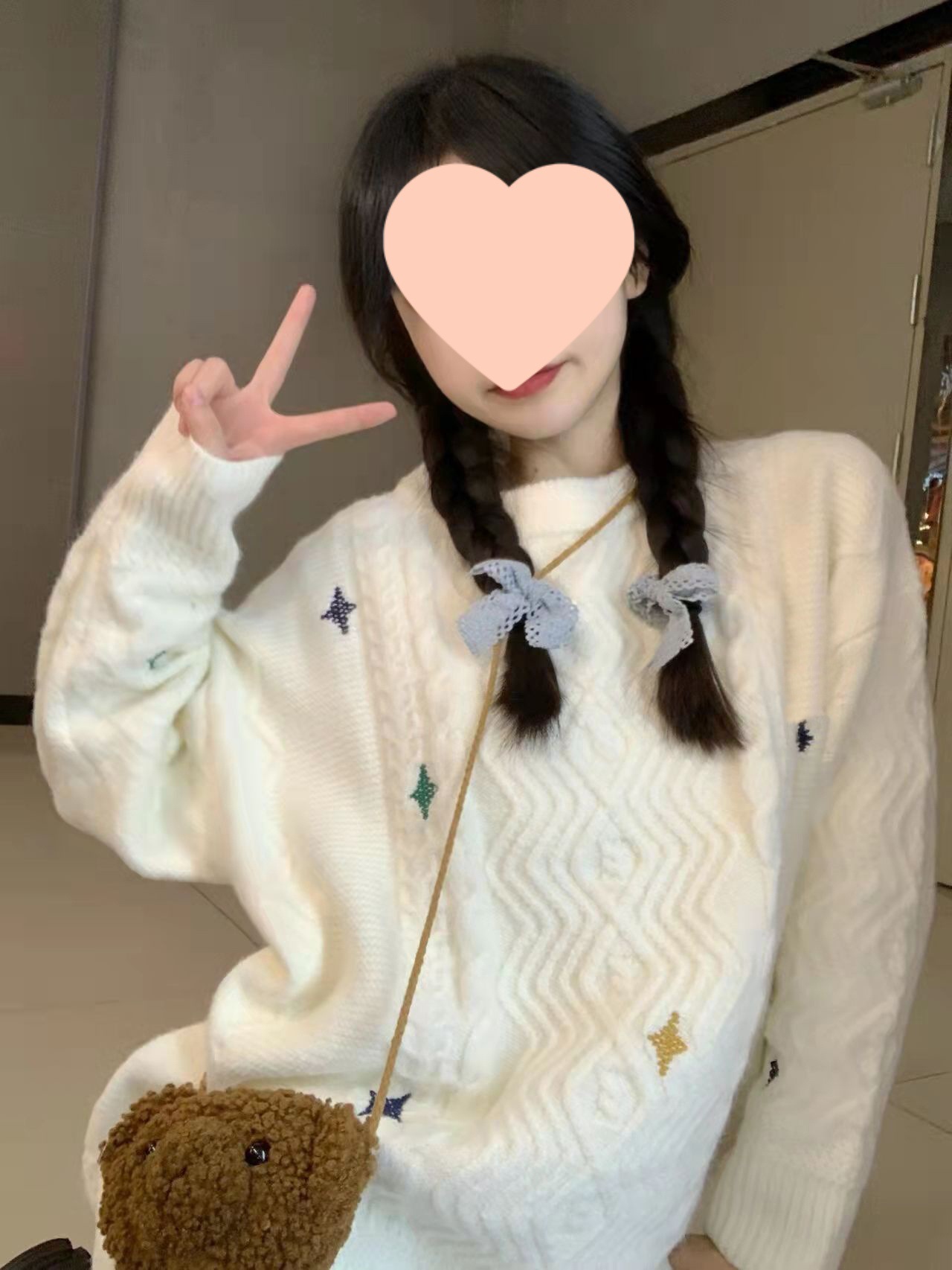 日系复古可爱软糯麻花毛衣女秋冬慵懒风宽松套头外穿加厚针织上衣