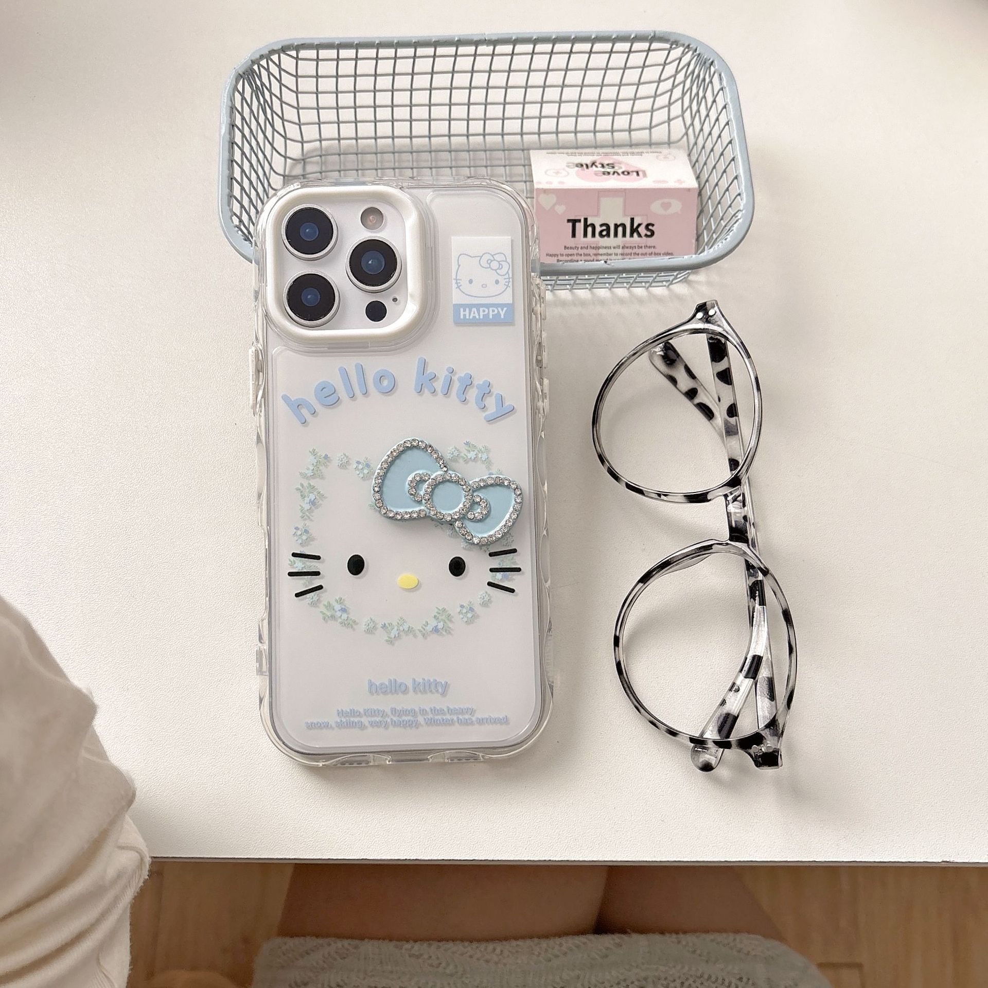 Corazón de niña destellando diamantes bowknot KT emoji para Apple 16ProMax funda para teléfono móvil 15Pro nuevo 14/13 mujer