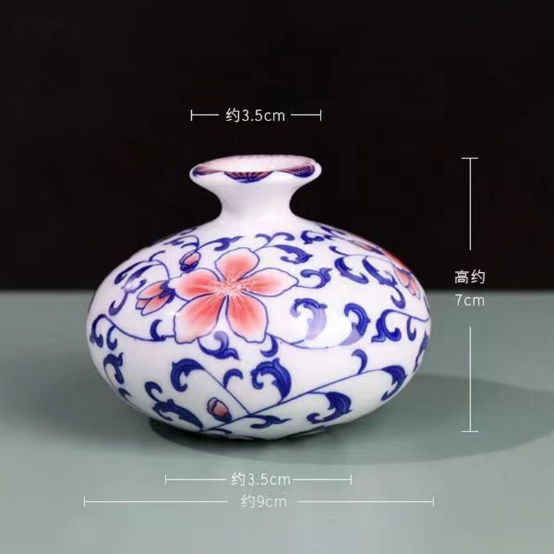 Flores de porcelana azul, vasos de flores de cerámica de lujo ligero, flores de alto nivel, decoración de mesa de comedor de estilo nuevo chino