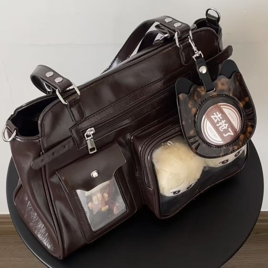 Retro Brown Techwear Multi-Pocket Bag, Sweet Cool Large Capacity Niche Shoulder Crossbody Bag, Japanese Style Versatile Girl's Bag - Thumbnail 2