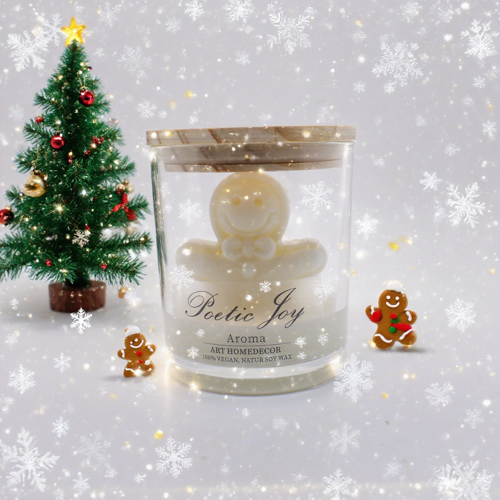 定制姜饼人手工礼物感小众香薰蜡烛杯生日伴手礼带盖装饰蜡烛