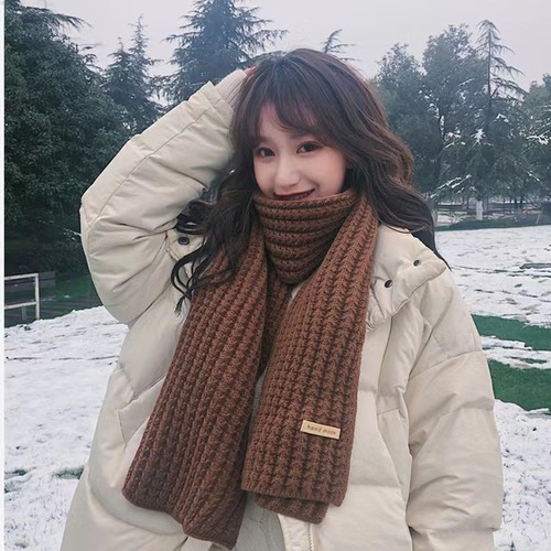 Scarf for Women - Autumn/Winter Korean Style, Solid Color Knitted Wool, Warm, Student, Love, Couples, Unisex, Versatile