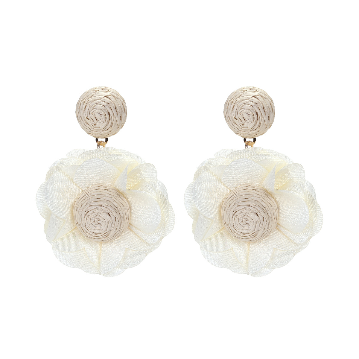 Elegant Sweet Flower Cloth Raffia Women's Drop Earrings 1 Pair display picture 23