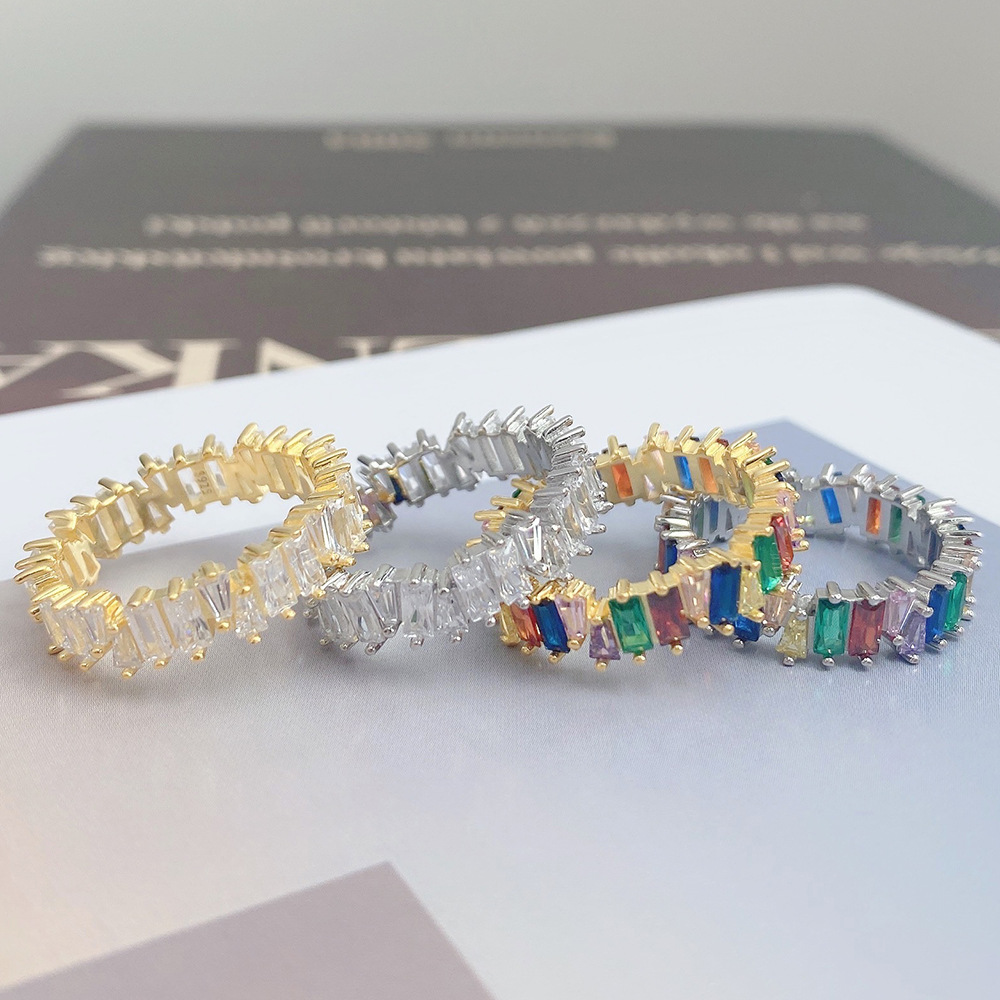 Glam Geometric Silver Plating Zircon Rings