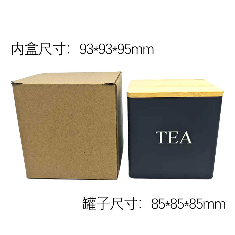 クリエイティブな竹と木の蓋付き高級茶缶ブリキ収納ギフトボックスコーヒー豆キャンディー収納防湿密封缶|undefined