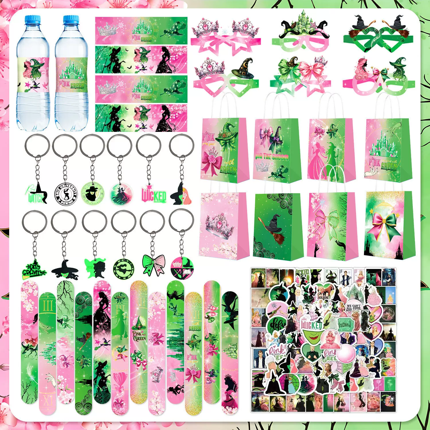 跨境爆款魔法坏女巫派对装饰聚会礼物袋水瓶贴啪啪圈贴纸钥匙扣