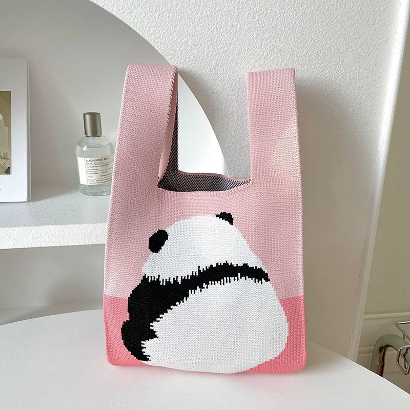 knitted cute universal shoulder bag — Panda Series, 20x35 см, корейский стиль