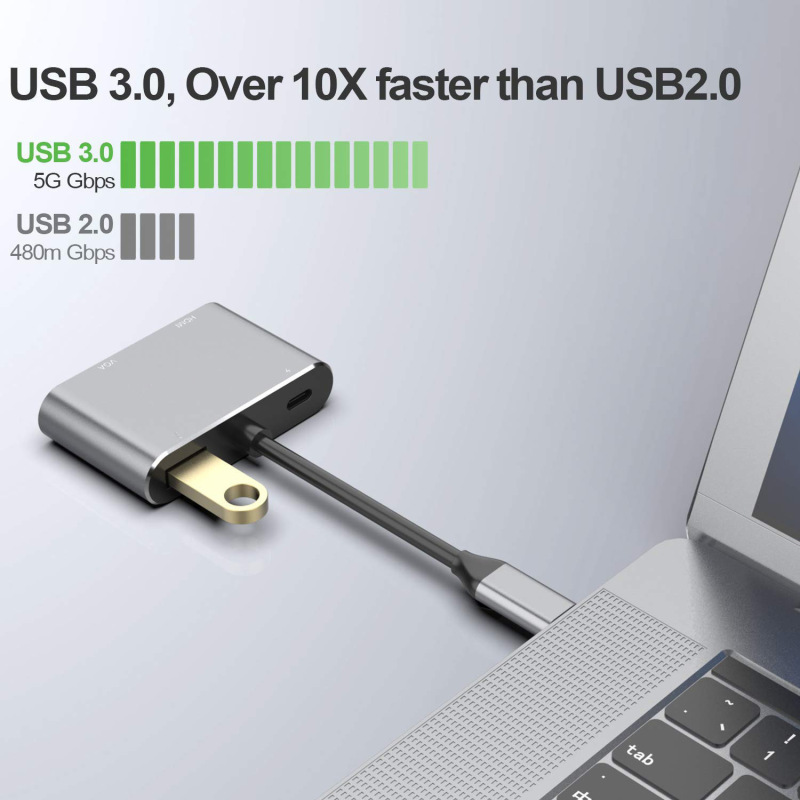 ロットスポットType-c変換HDMI VGA四合一変換器usbコンピュータ中継ケーブル付き電源拡張ドック|undefined
