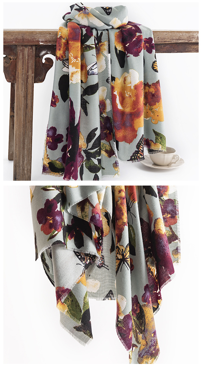 Women's Elegant Flower Butterfly Polyester Scarf display picture 1