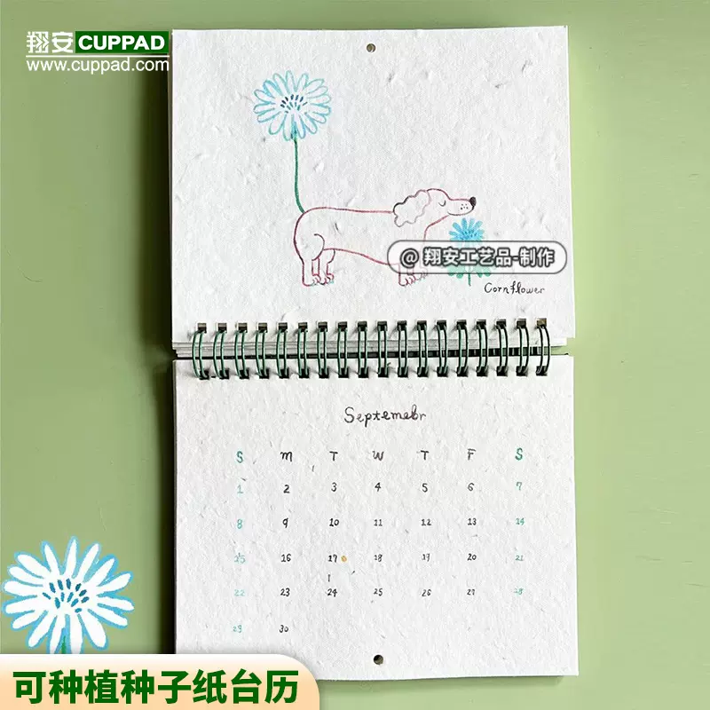 2025年创意纯手工可种植台历 定 制环保低碳可再生发芽种子纸日历