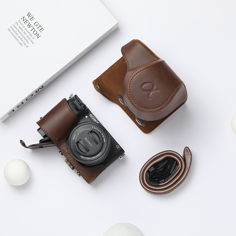 A6400 마이크로 단일 카메라 가방 ZVE10L A6300 A6000 A6100A5100 보호 가죽 케이스 빈티지