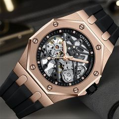 KINYUED mechanical watch men's fully automatic mechanical watch fashion hollow men's watch waterproof men's watch