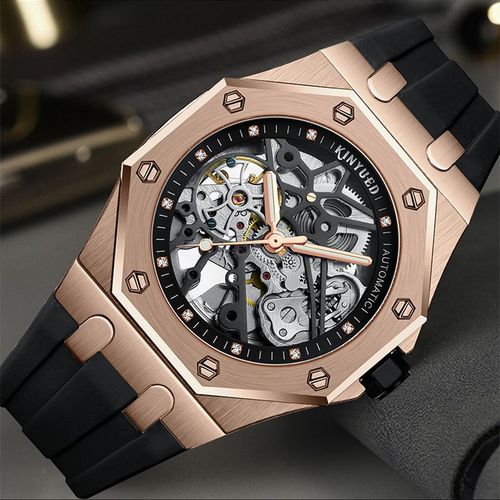 KINYUED mechanical watch men's fully automatic mechanical watch fashion hollow men's watch waterproof men's watch