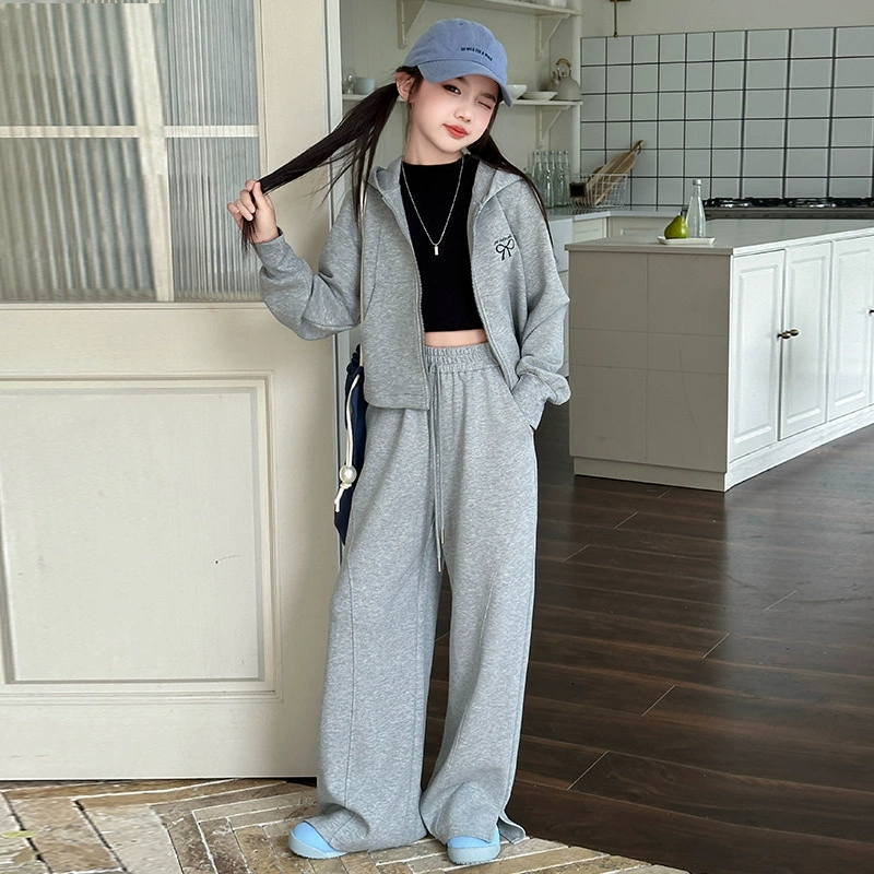 Осенний набор, куртка, брюки с бантом, корейский стиль, для подростков, oversize