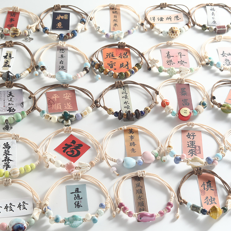【Collection】Fresh and Simple Ceramic Beaded Bracelets for Women, Artistic Forest Style Hand Jewelry, Unique Design Bracelets Wholesale