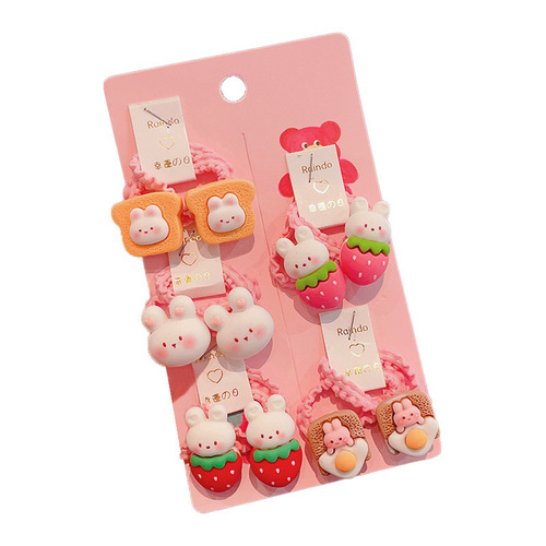 Strawberry Bear children's head-tying rubber band high-elastic headband cute baby hair band headband princess hair accessories