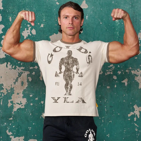 New American Youngla Co-Branded Goldsgym Sports Short-Sleeved Retro Fitness Casual Cotton Ammonia Top T-Shirt for Men