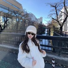 板栗可可 绒绒奶兔 宅女同款白色环保毛皮草秋冬季短款毛毛外套