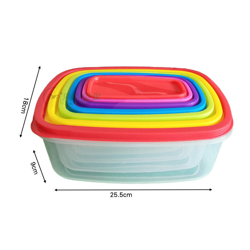 Multifuncional arco iris de verduras y frutas gradiente caja de plástico transparente 7 piezas traje refrigerador caja de almacenamiento fresco