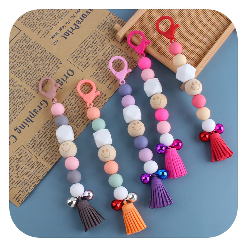 Creativo DIY nueva langosta hebilla borla campana colgante mochila colgante contraste color silicona llavero bolsa colgante