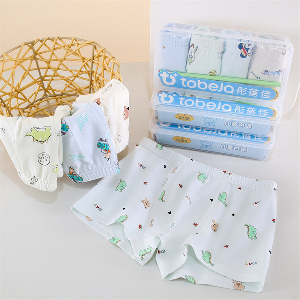 Children's Spring Underwear Boys' and Girls' Cotton Moor Boxers Bacteriostatic Breathable Middle and Large Children's Cartoon Underwear