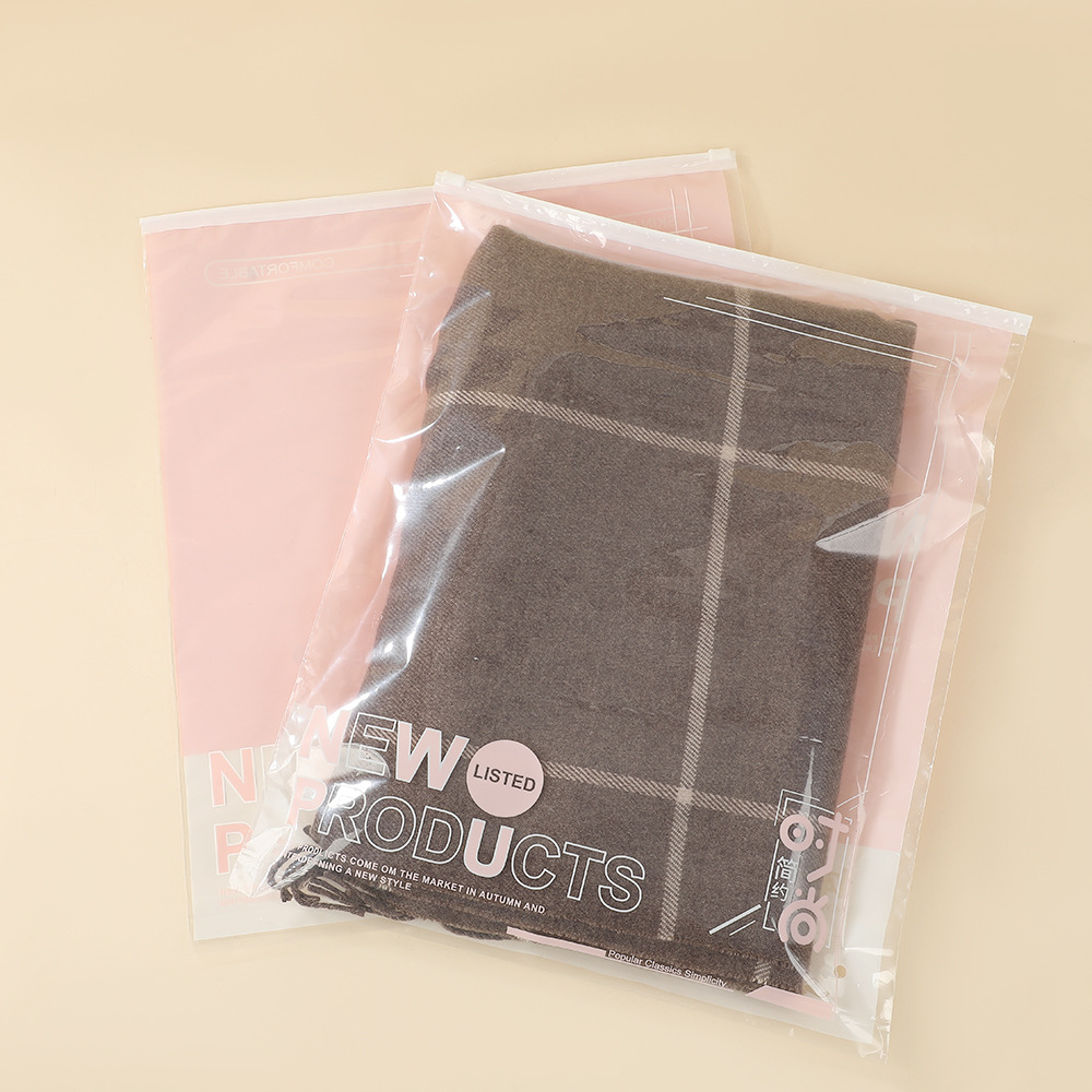 厂家批发粉色半透明服装包装袋夏季防晒衣冰袖拉链袋大容量收纳袋