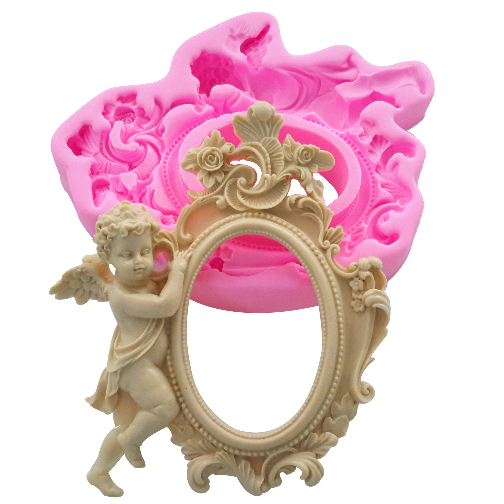 Fondant molde de silicona Ángel gran marco pastel chocolate herramientas para hornear fábrica directa al por mayor