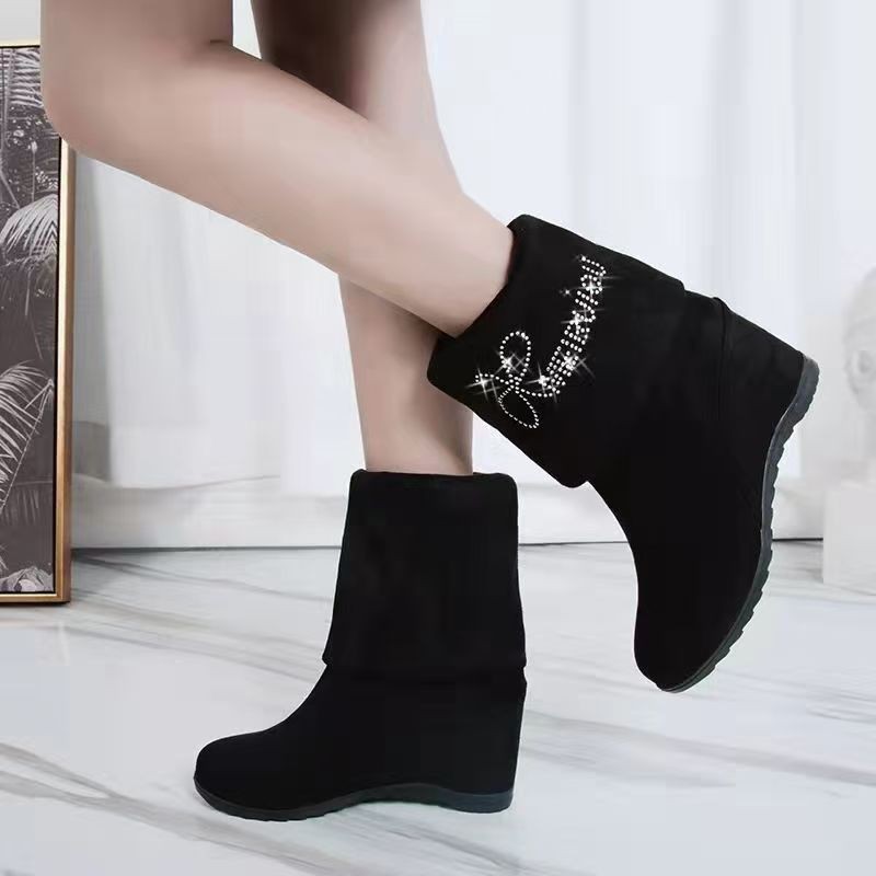 Demi-season fashionable low boots wedge heel
